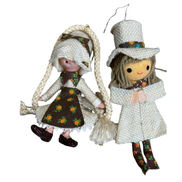 Vintage Corn Husk Doll Ornament Christmas Holiday 4 in Made in Japan Set of 4 - Picture 4 of 8